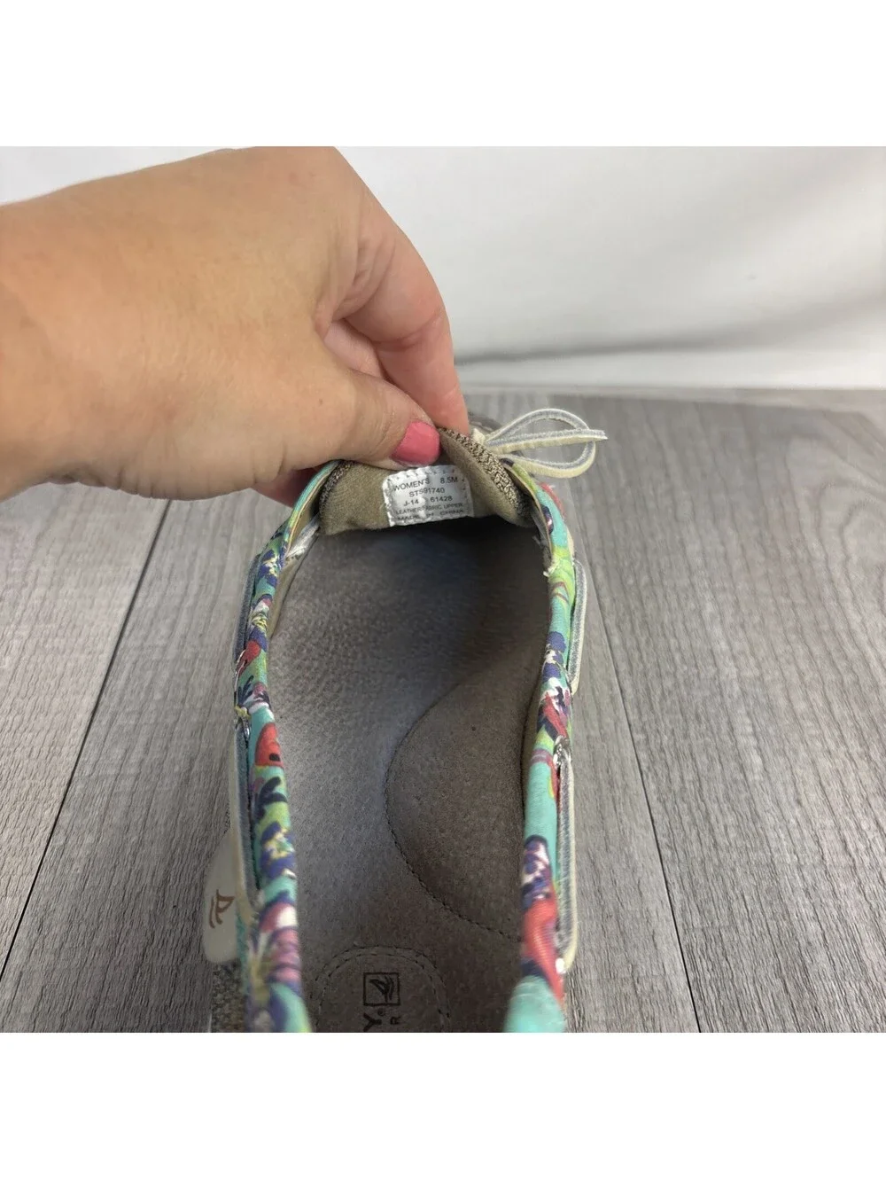 Sperry Top-Sider Angelfish Boat Shoes Floral Mesh Tan Slip On 8.5M